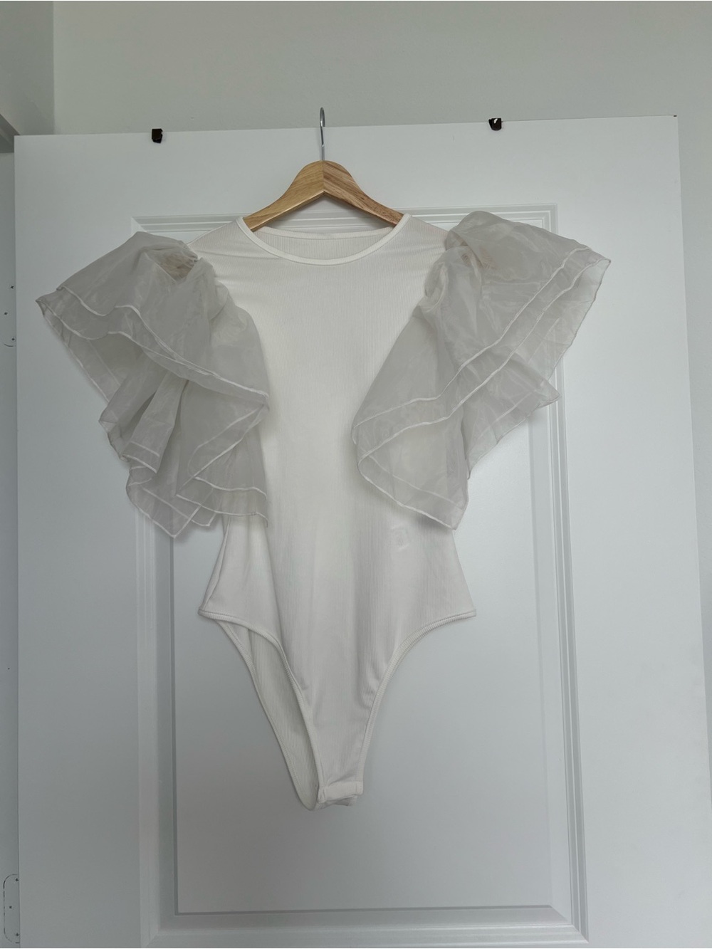 White Ruffle-Sleeve Bodysuit